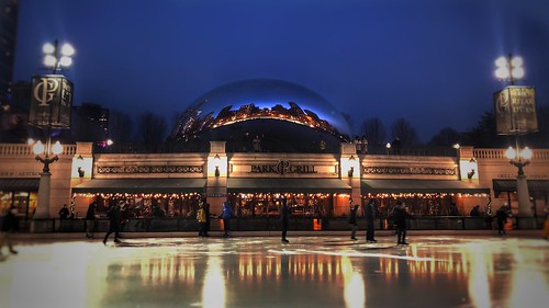 Ice skating in Millennium Park in Chicago, IL