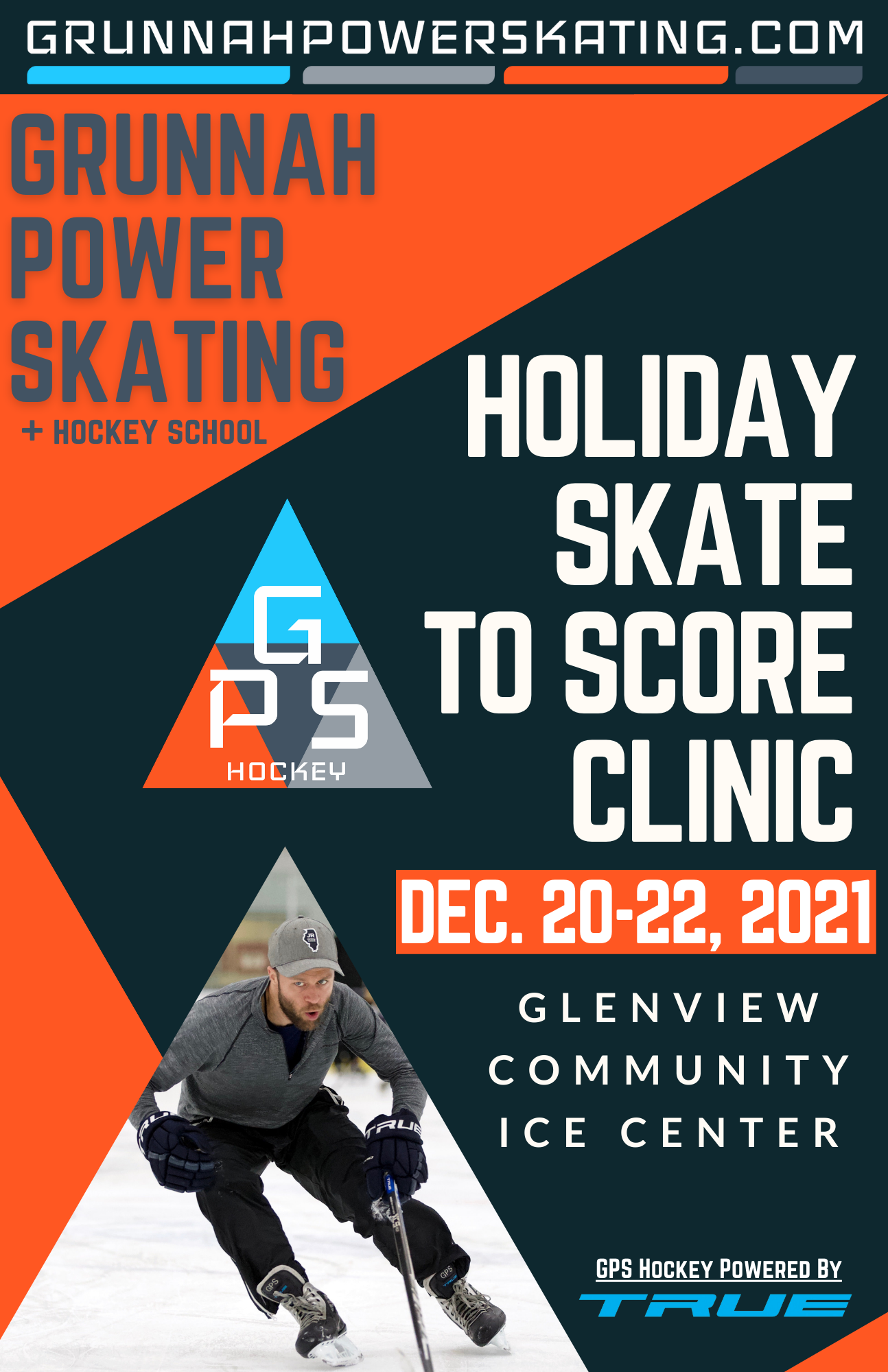 A flyer for Grunnah Power Skating hockey camp in December 2021